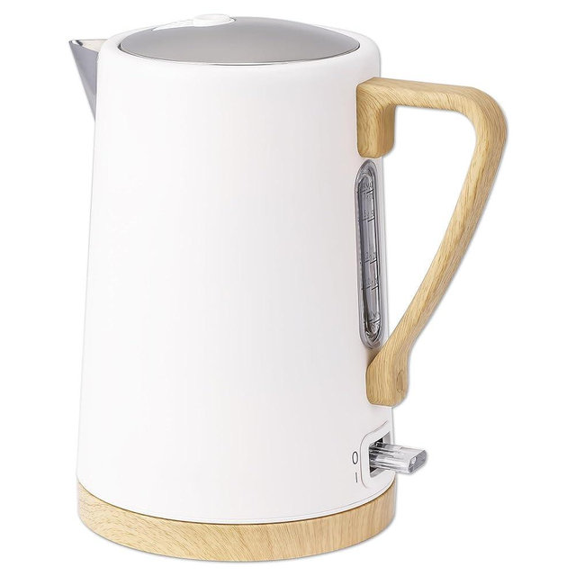 1.7L 1500W Wide Mouth Electric Kettle - Stainless Steel Interior - Rapid-Boil - Auto Shut-Off, Boil-Dry Protection, Cool-Touch, LED Indicator - White by The Display Guys
