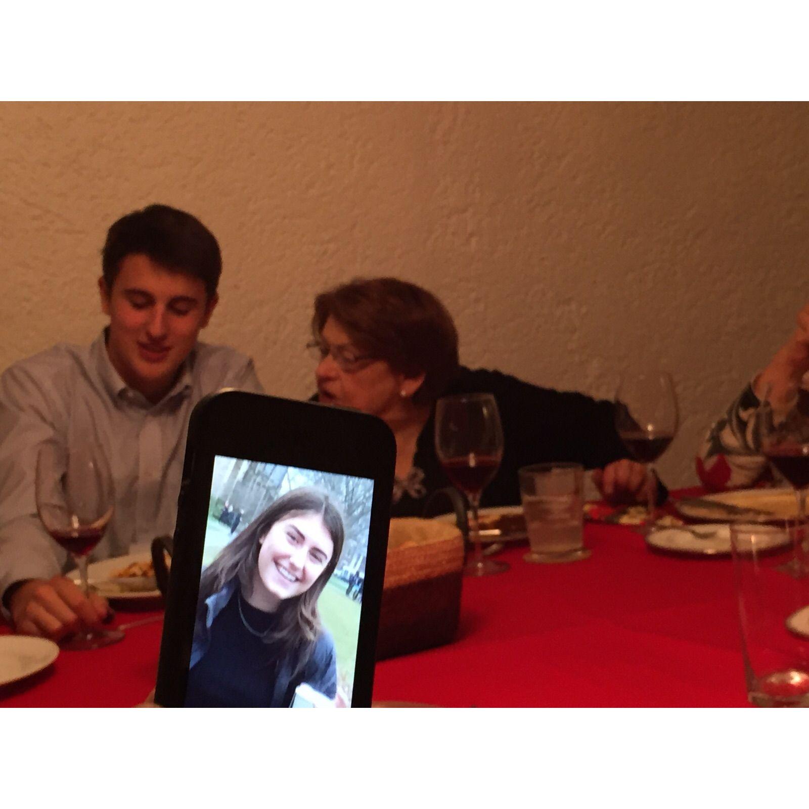 Meanwhile, his other grandma was busy conducting her own in-person interview.