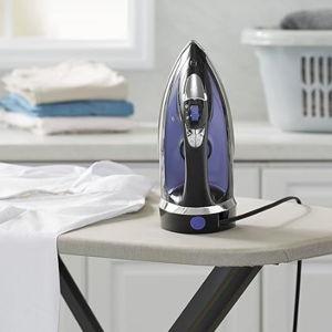 Hamilton Beach Steam Iron for Clothes & Garment Steamer with Smooth Press Stainless Steel Soleplate, 1200 Watts, 8’ Retractable Cord, Black (14214)