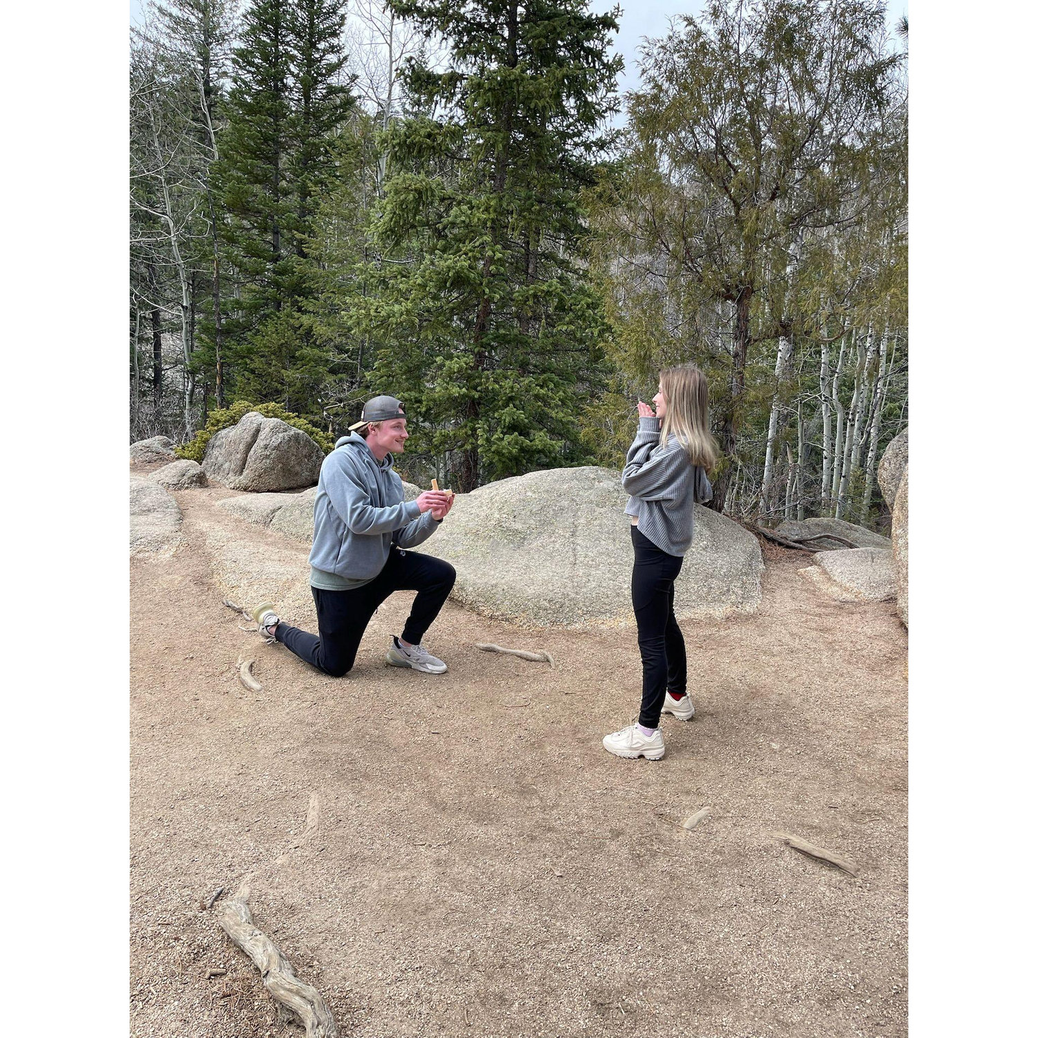 No cameras at the proposal, but they tried to recreate the moment!
