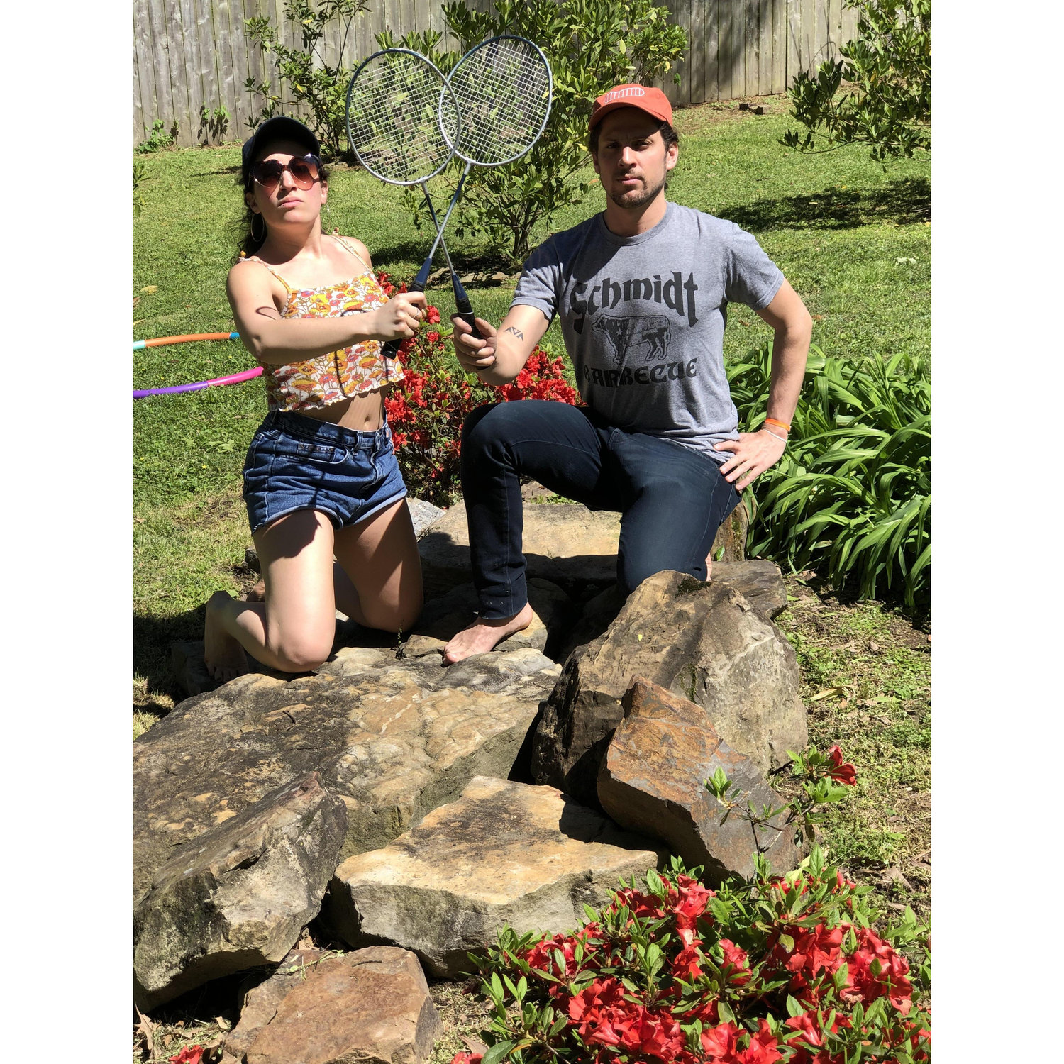 Enjoying Larry's gardening