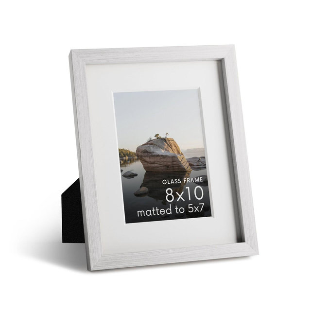 Haus and Hues Oak Picture Frame with Glass, White, 8x10