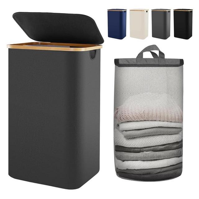 Bathola Laundry Basket with Lid, 110L Clothes Hamper for Laundry Basket Collapsible, Laundry Hamper Organizer for Bedroom, Laundry Room, Dirty Clothing Hamper
