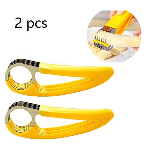 FireKylin Banana Slicer， ABS + Stainless Steel Fruit Salad Peeler Cutter Dishwasher Safe Kitchen Tools For Cucumber, Sausage, Banana（2 pcs）