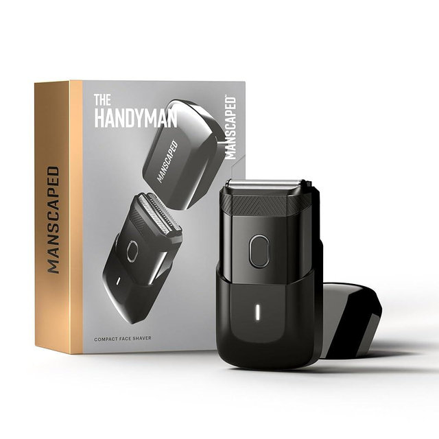 MANSCAPED® The Handyman™ Compact Face Shaver – Portable Men’s Travel Facial Hair Groomer, USB-C Rechargeable Electric Razor, Waterproof, Cordless, Dual-Action SkinSafe™ Long-Hair Leveler & Foil Blades