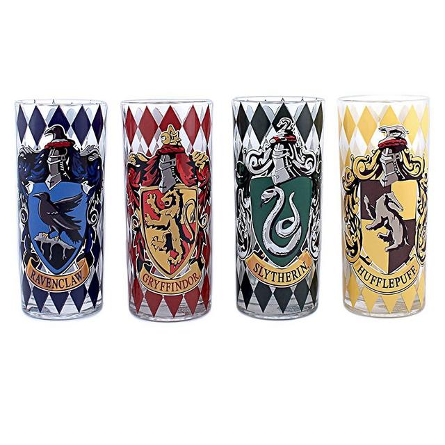 Silver Buffalo HP031T1 Harry Potter Movie 1-8 House Crests Tumbler Set, 4-Pack
