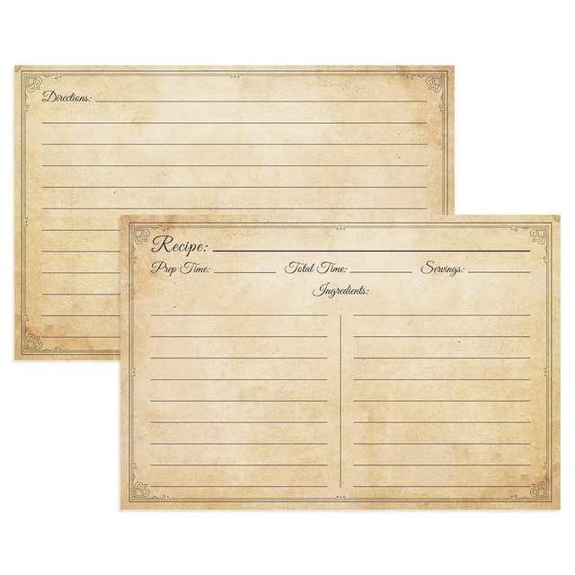 LuBudingJoy Vintage Recipe Cards - 60 Double Sided 4x6 Cards for Weddings & Showers
