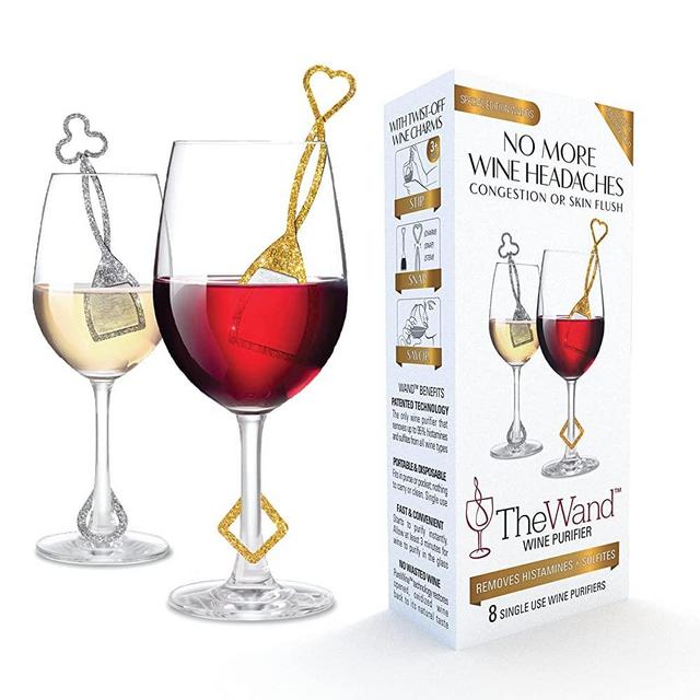 PureWine Wand Purifier Removes Histamines and Sulfites - Reduces Wine Allergies & Eliminates Headaches, Aerates Restoring Taste & Purity - Silver & Gold - Pack of 8