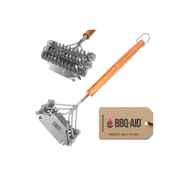 Triple Helix Bristle Grill Brush & Scraper