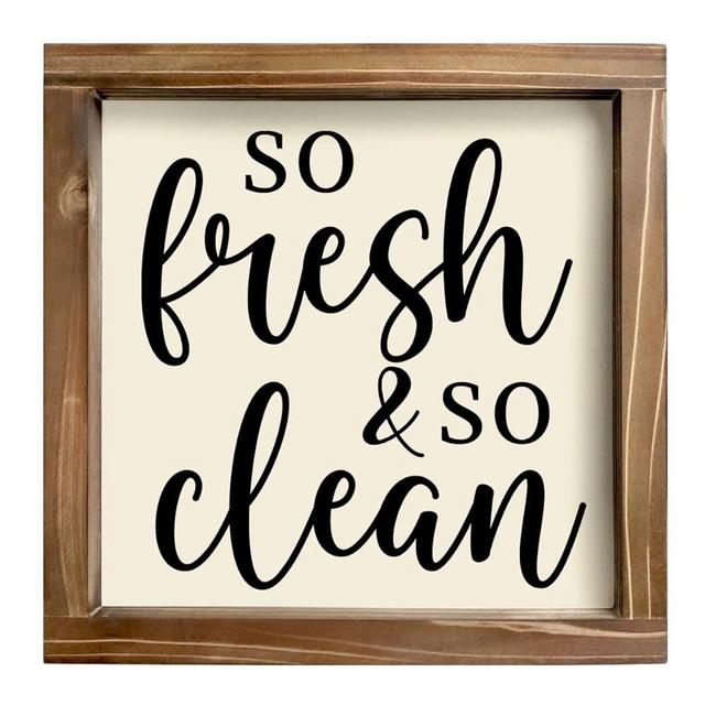 Kas Home Bathroom Decor Rustic Wood Funny Bathroom Wall Decor - Funny Bathroom Signs Apartment Decor for Toilet Bathroom Restroom Wall Hanging Plaque (7" x 7", White-SN)