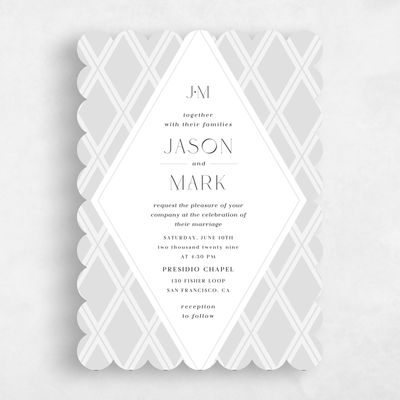 Grey Scalloped Wedding Invitation - Diamant Classic