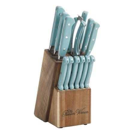 Pioneer Woman Rustic Knife Block Set with Rosewood Handles (14 Pieces)