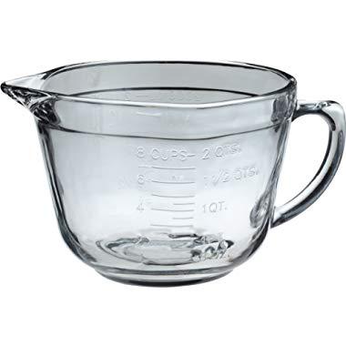 Glass Measuring Cup, 1 1/3-Cup Tempered Glass Liquid Measuring Cups, 12oz/350ml, with Handle and 3 Scales (OZ, Cup, ml), Transparant, Dishwasher