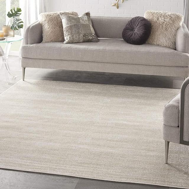 Nourison Essentials Indoor/Outdoor Ivory Beige 7' x square Area -Rug, Easy -Cleaning, Non Shedding, Bed Room, Living Room, Dining Room, Backyard, Deck, Patio (7 Square)