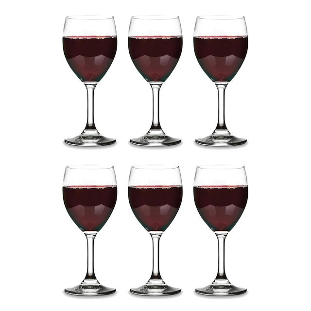 Vikko 11.5 Ounce Wine Glasses, Set of 6 Glasses for Red and White Wine With Stem, Clear Glasses for Wine, Thick and Durable Stemmed Cup