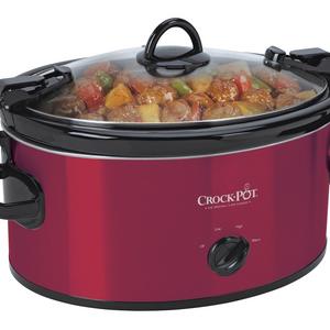Crock-Pot 6-Quart Cook & Carry Oval Manual Portable Slow Cooker, Red