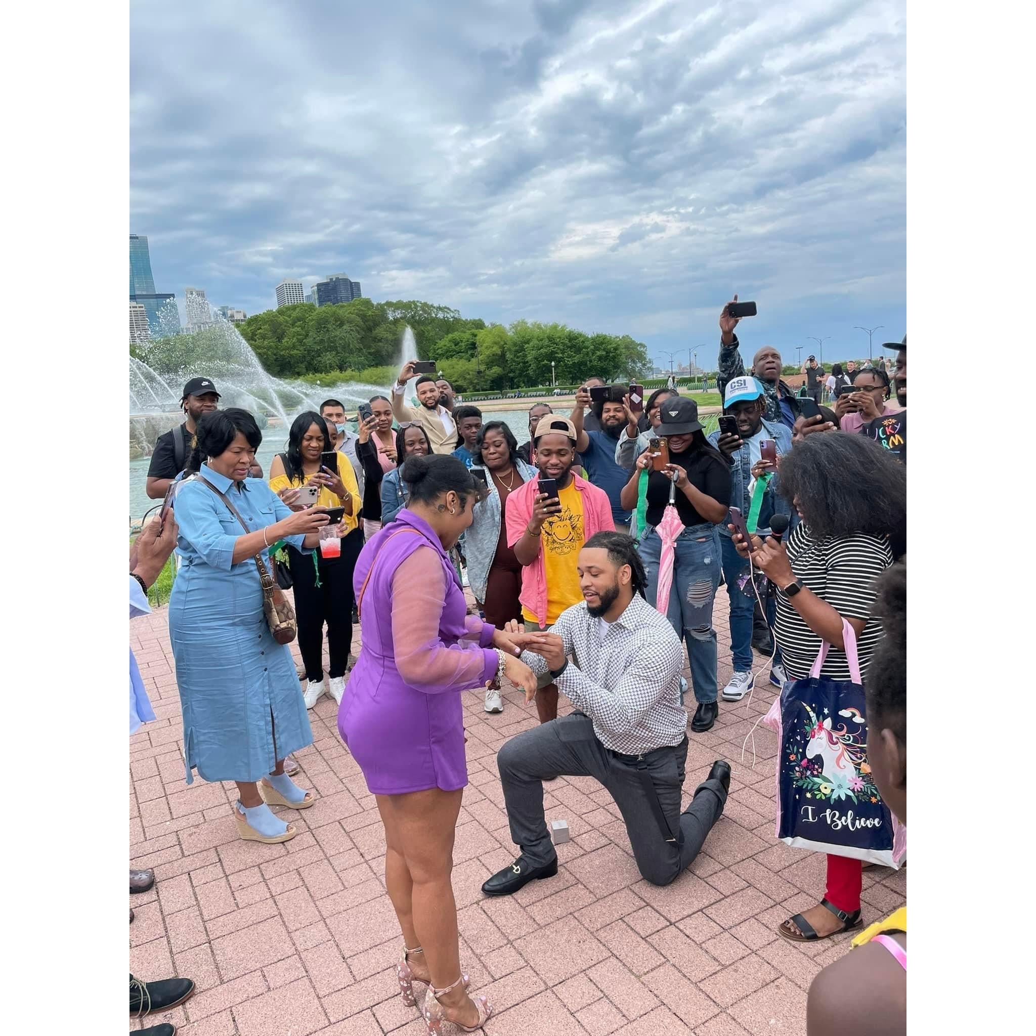 The proposal at Chicago's Buckingham Fountain!