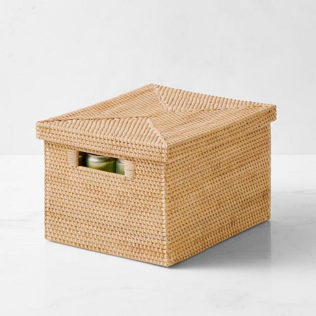 Hold Everything Rattan Lidded Baskets, Small
