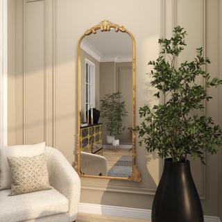 Tall Scroll Ornate Arched Baroque Room Floor Mirror