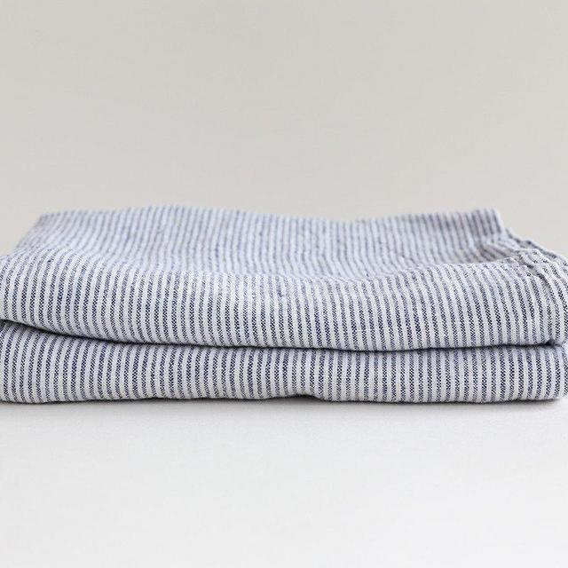 Navy/White Stripe Linen Pillowcase