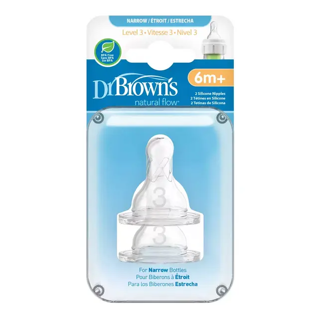 Dr. Brown's Natural Flow® Silicone Level 3 Baby Bottle Nipples (2-Pack)