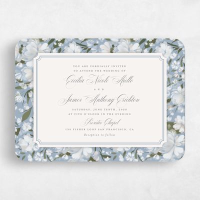 Blue Rounded Wedding Invitation - Annika Landscape