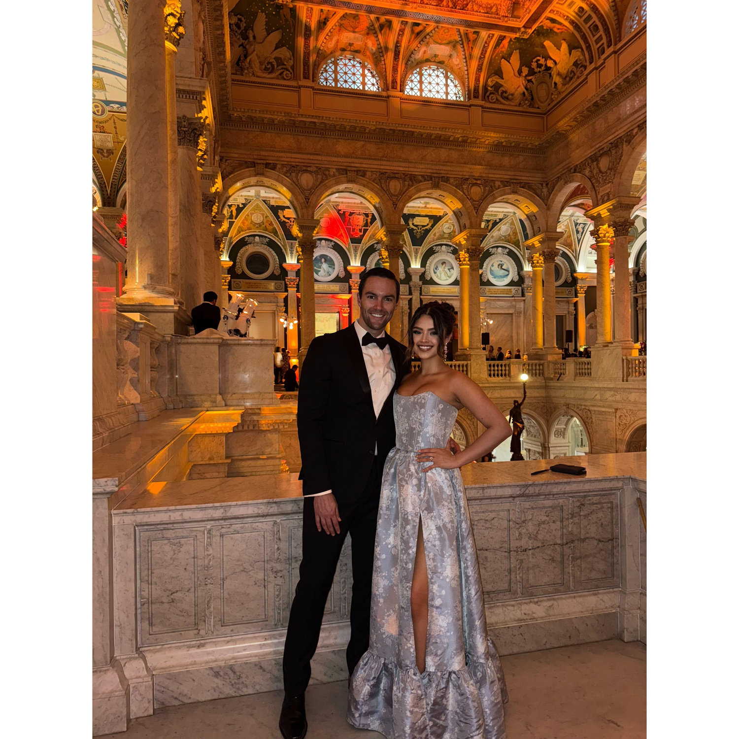 Sofia and Christopher at the library of congress attending Christopher's BCG company holiday party.