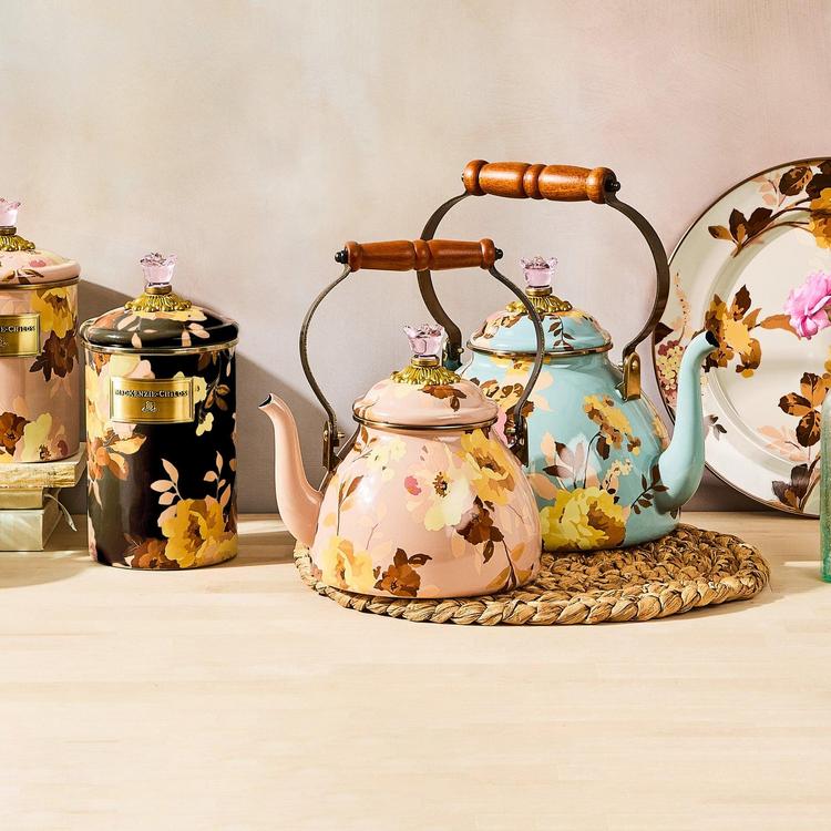 MacKenzie-Childs, Wild Rose Mauve Tea Kettle | Zola