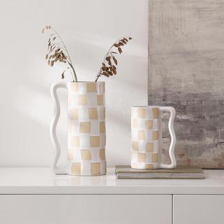 Anika 2-Piece Checkered Handle Vase Set