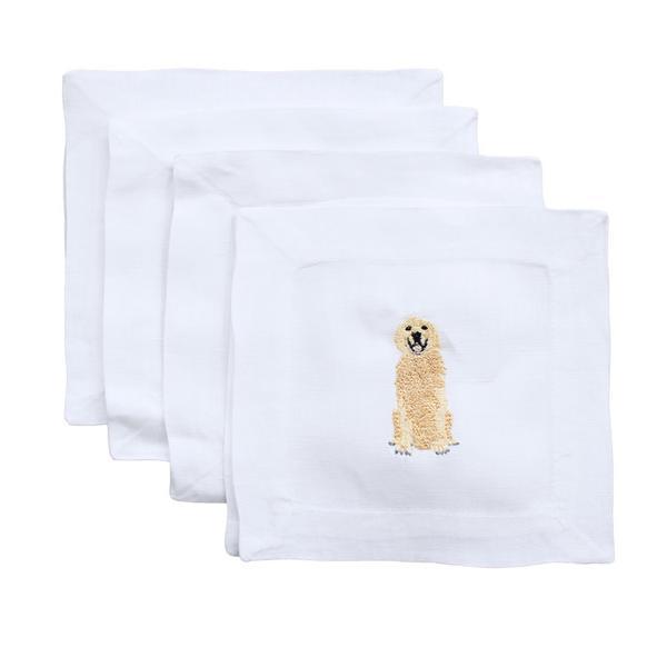 Golden Retriever Linen Cocktail Napkins