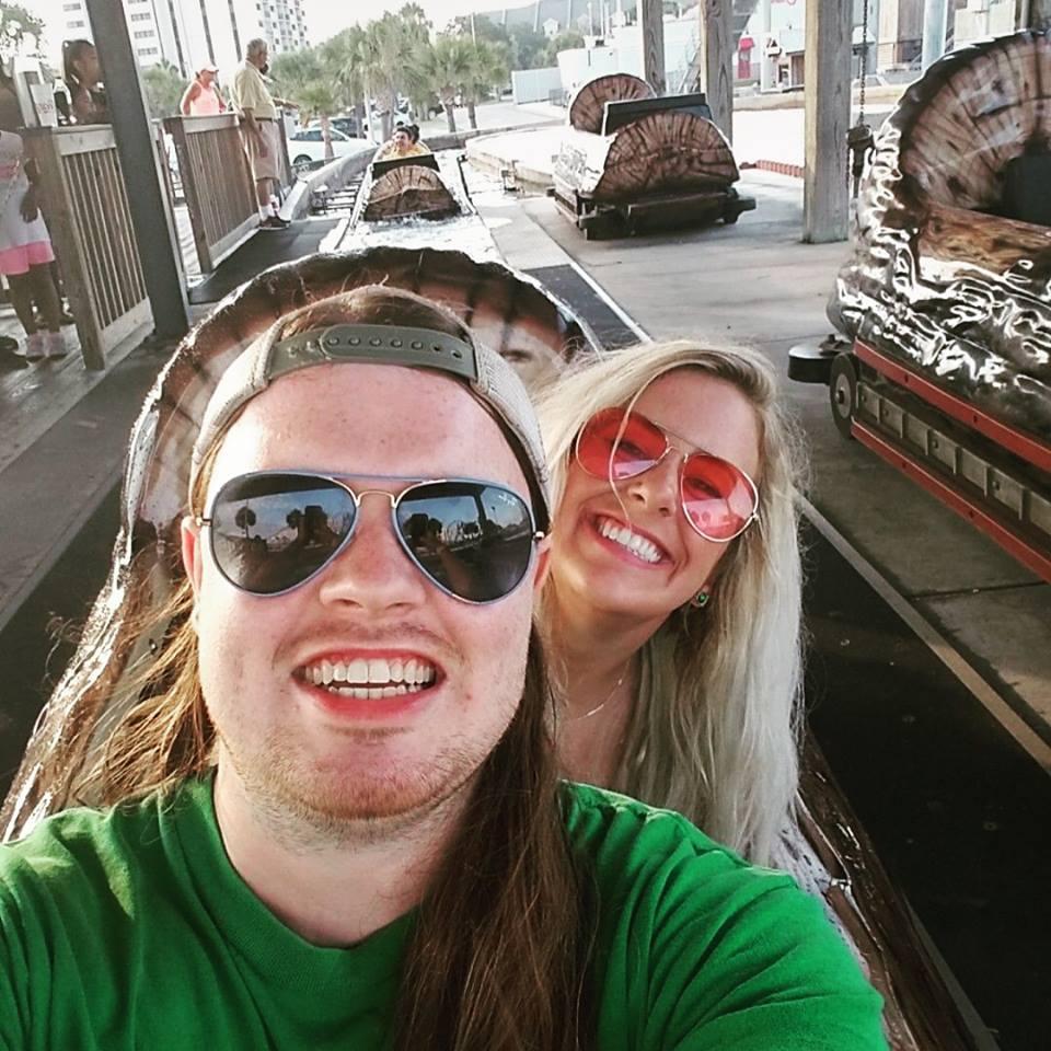 At an amusement park during our vacation in Myrtle Beach in August 2017! We had so much fun!