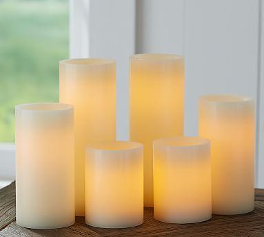 Essential Flameless Wax Candle, Set of 6 – Ivory