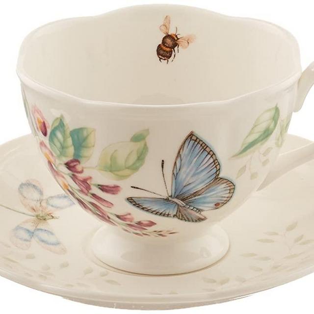 Lenox Meadow Cup and Saucer, 1.3 LB, Blue Butterfly