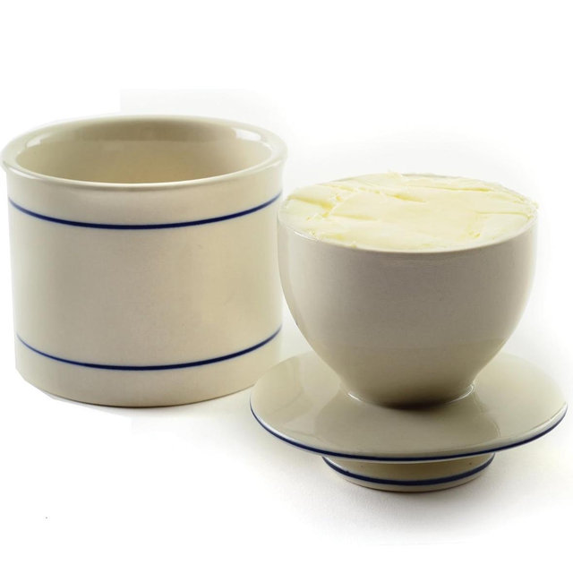 Norpro Glazed Stoneware Butter Keeper,White