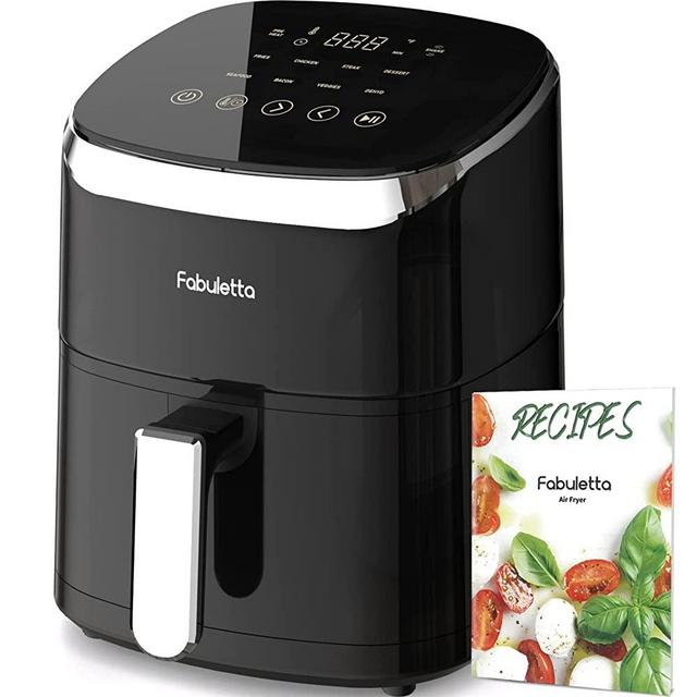 Fabuletta Air Fryers 4.2QT, 9-in-1 Preset Compact Airfryer, Shake Reminder, 450°F freidora de aire,Tempered Glass Display, Dishwasher-Safe & Nonstick, Square Design Basket, Quiet, Fit for 2-4 People (Black)