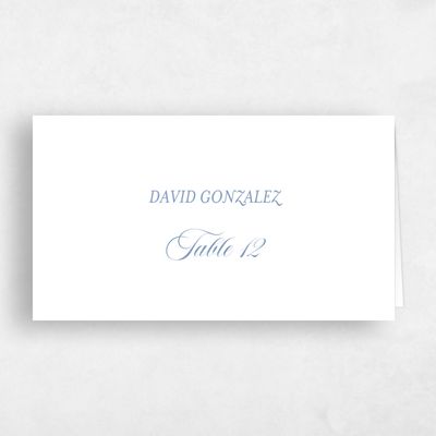 Blue Typography Wedding Place Card - Jessenia