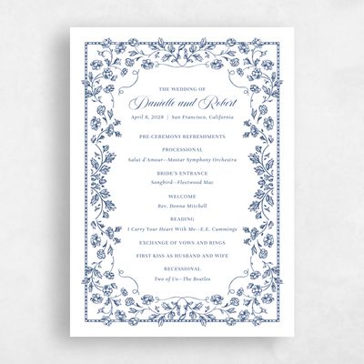 Dark Cobalt, White Wedding Program - Elysia