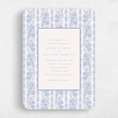 Blue Rounded Wedding Invitation - Ariadne Classic