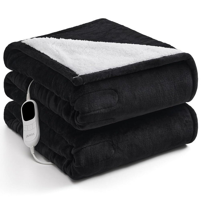 Heated Electric Blanket Blanket - Electric Throw Blanket 50"x60" for Bed- Heated Blanket with 5 Heating Levels& 4 Hours Auto Off for Couch Home Office - Soft Heating Blanket for Full Body(Black)