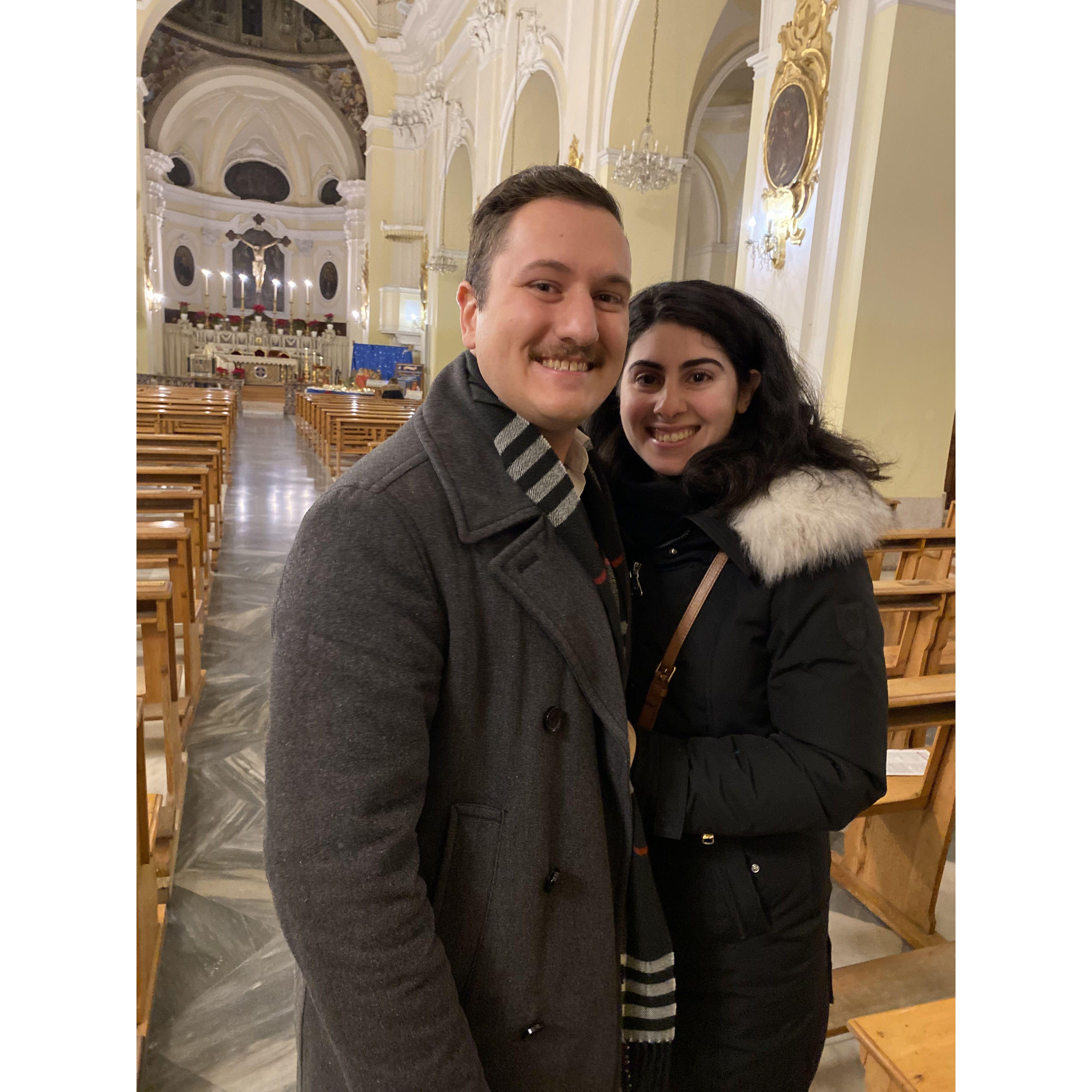 The Proposal on our Anniversary at Gesu e Maria Church in Foggia, Italy