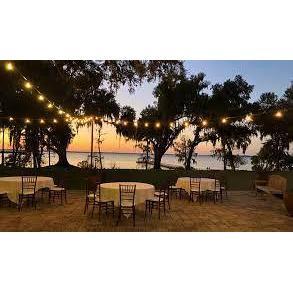 Here is the patio in the evening