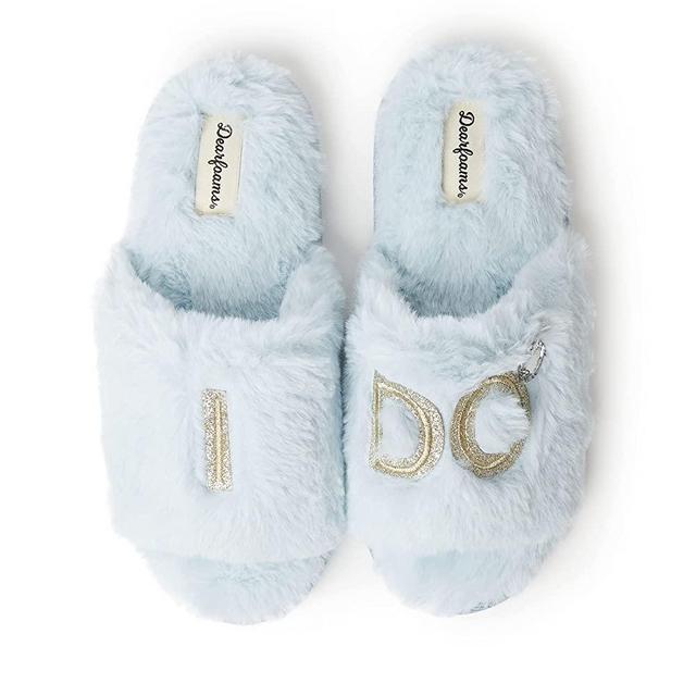 Dearfoams Women's Bride/Bridesmaid I Do & I Do Crew Giftable Wedding Slide Slipper