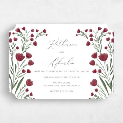 Red Ticket Wedding Invitation - Pemberton Landscape