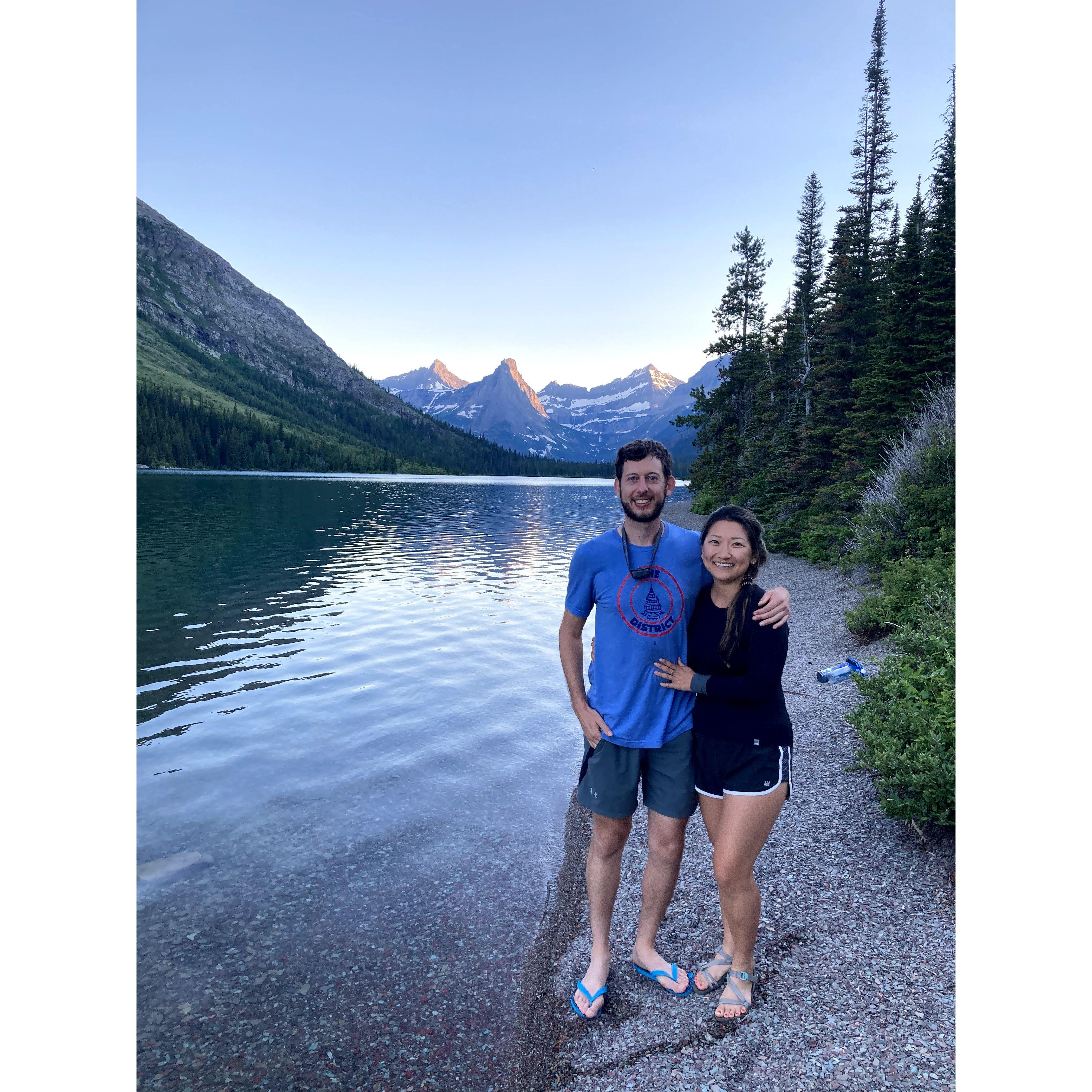 First backpacking trip together in Glacier National Park, Montana.
