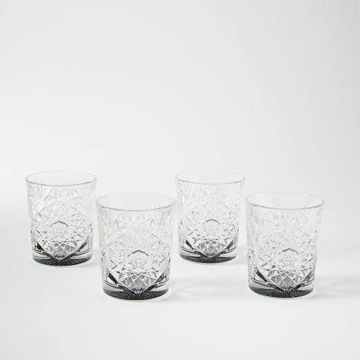 Decorated Hobstar Glassware Set of 6 in Full Clear