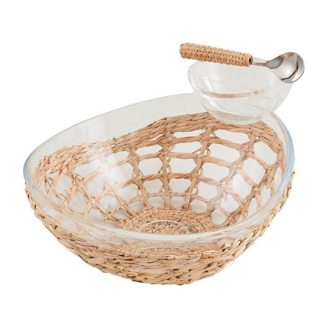 Mud Pie server 11" x 13 3/4" | spoon 5 1/2" Acrylic Chip Dip, Brown