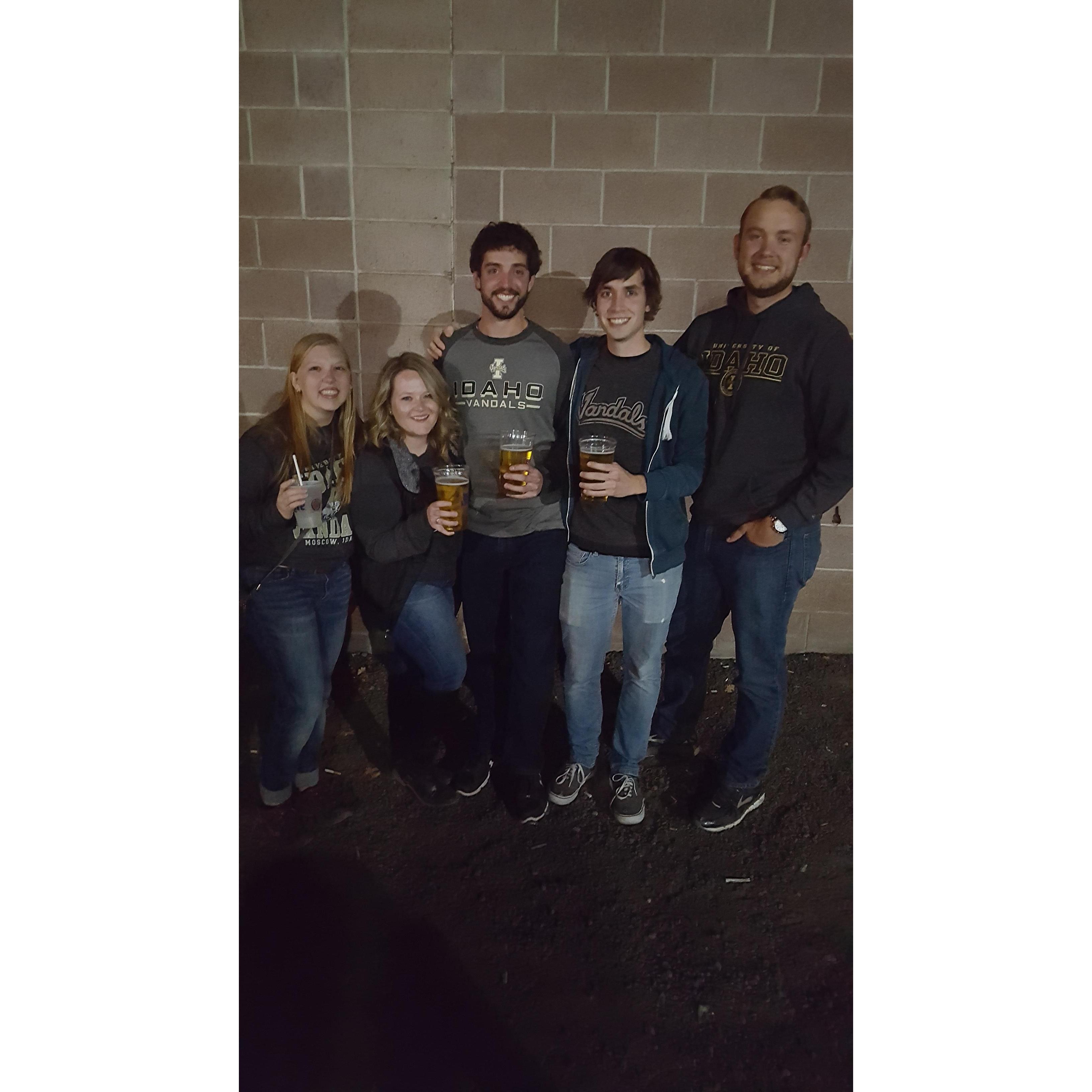 A reunion of College friends at Homecoming 2018