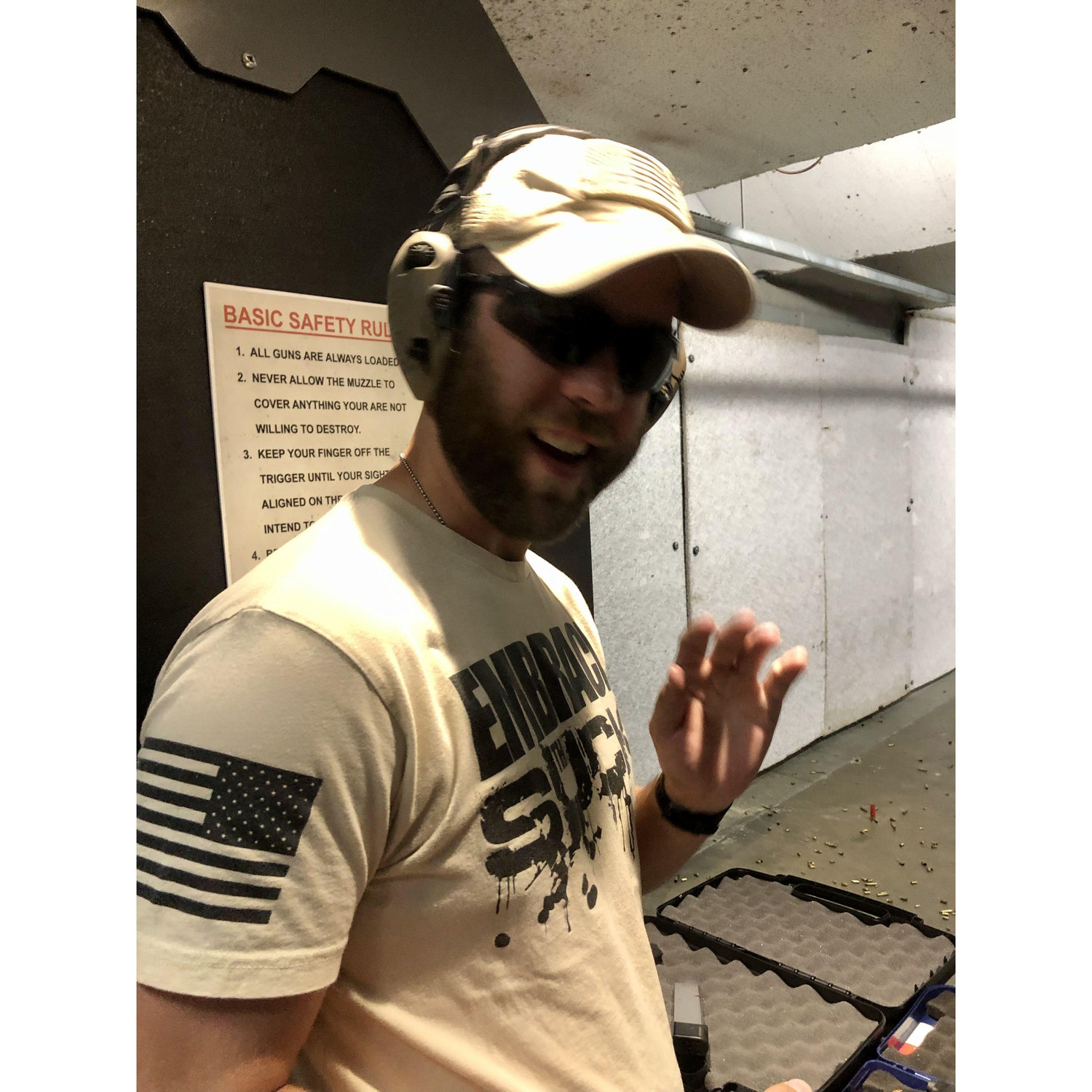 Hi from the gun range! We like to go together to keep our skills sharp