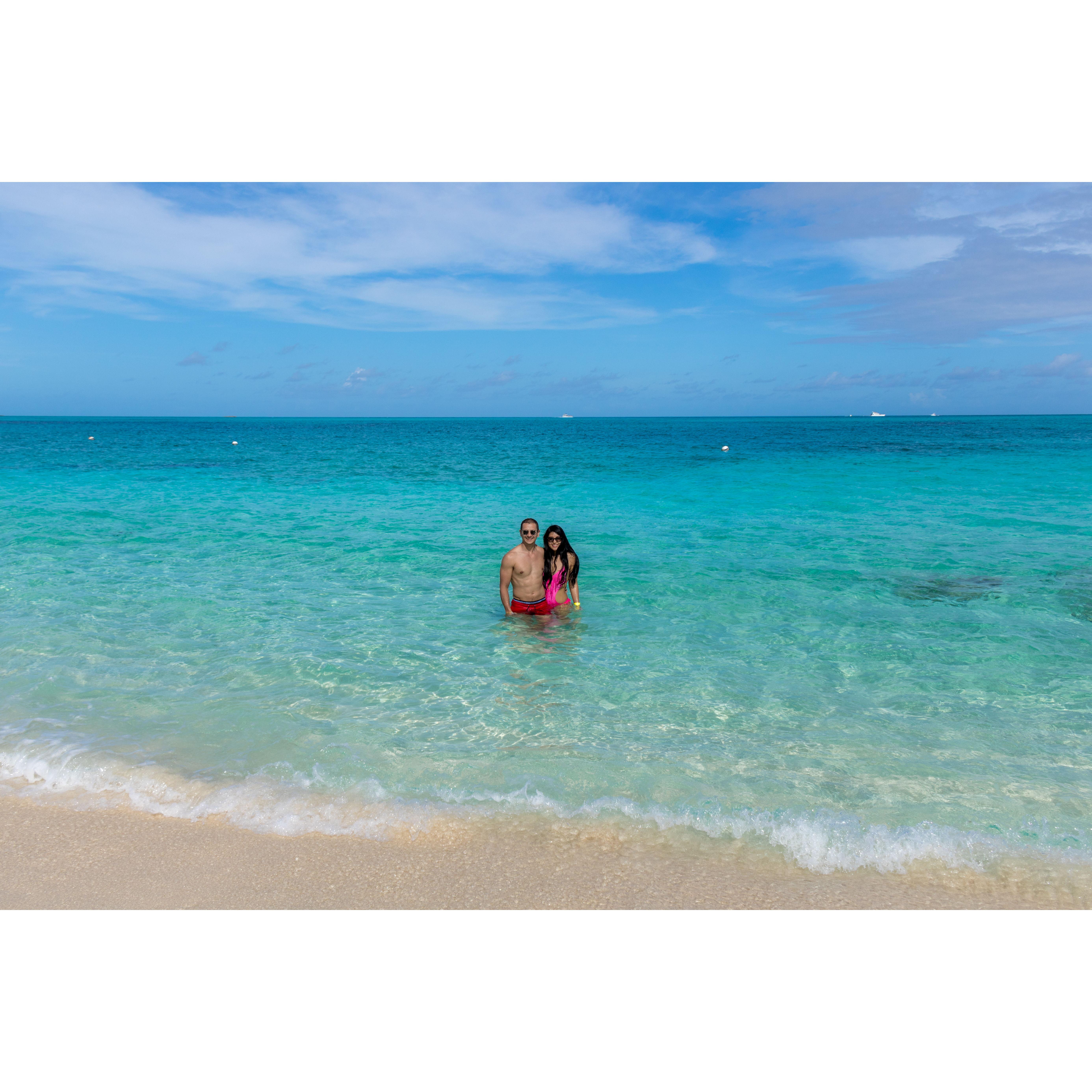 Jenny took Max to the Bahamas to swim with pigs. Max thought it was the most romantic trip and gesture of his life.