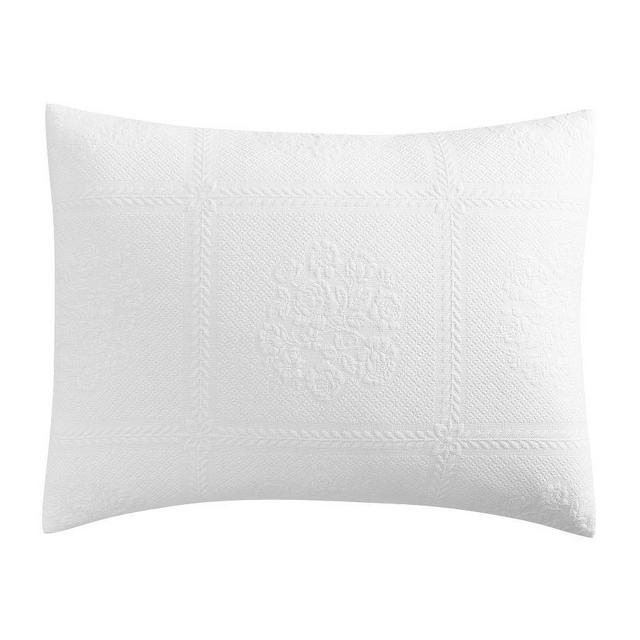 Cotton Damask Jacquard Sham, White, Standard